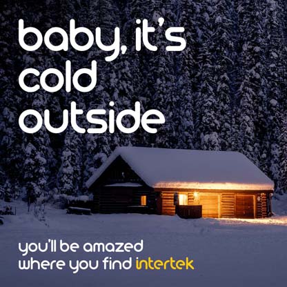 A snow-covered cabin in the woods